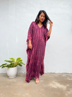 MALA handworks Mala Kaftan in Eggplant Purple and Pink Tie Dye