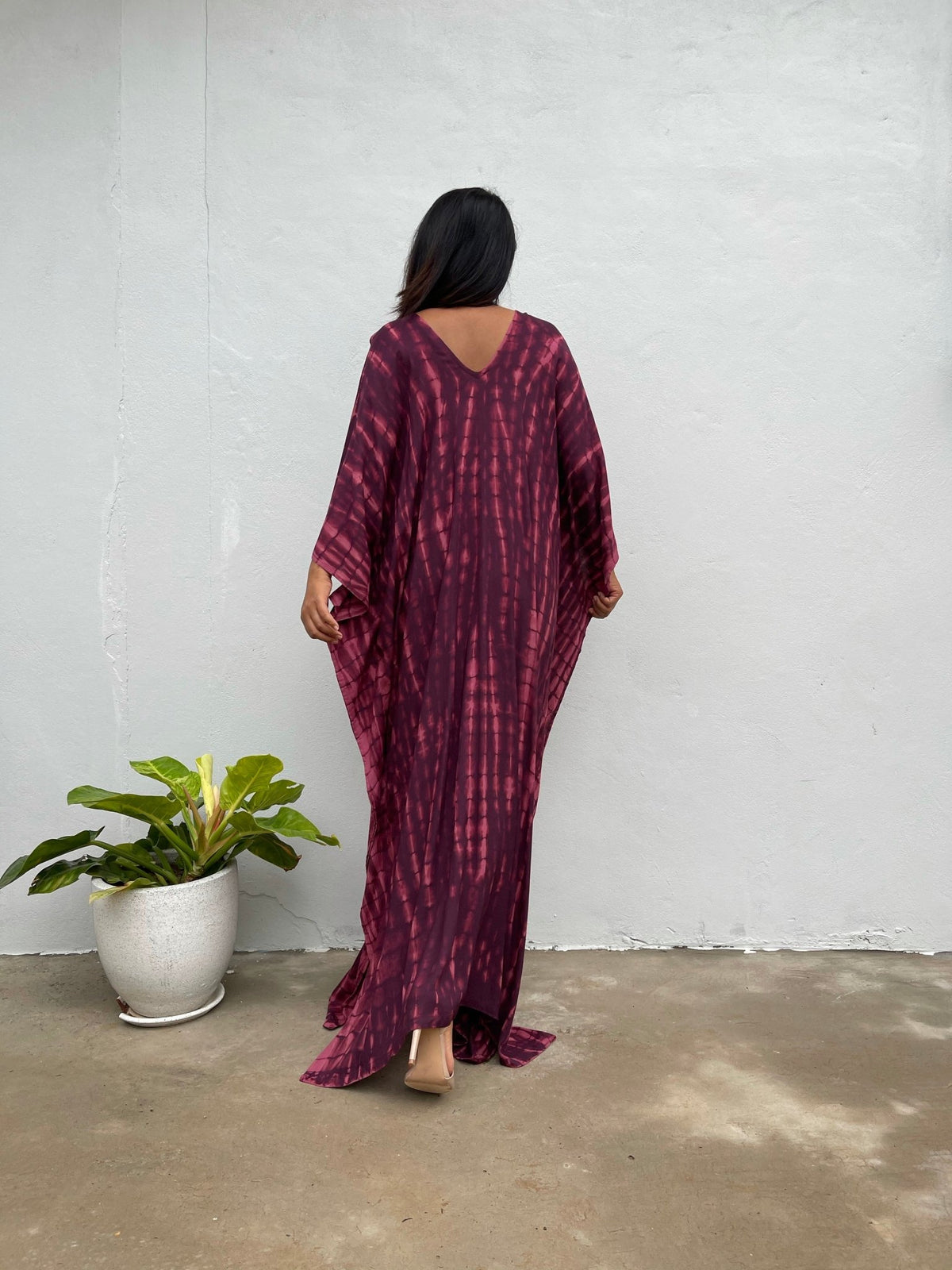 MALA handworks Mala Kaftan in Eggplant Purple and Pink Tie Dye