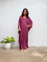 MALA handworks Mala Kaftan in Eggplant Purple and Pink Tie Dye