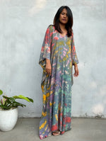 MALA handworks Mala Kaftan in Gray and Rainbow Tie Dye
