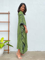MALA handworks Mala Kaftan in Green and Black Tie Dye