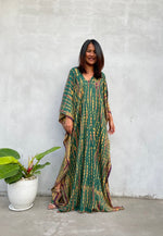 MALA handworks Mala Kaftan in Green and Yellow Tie Dye