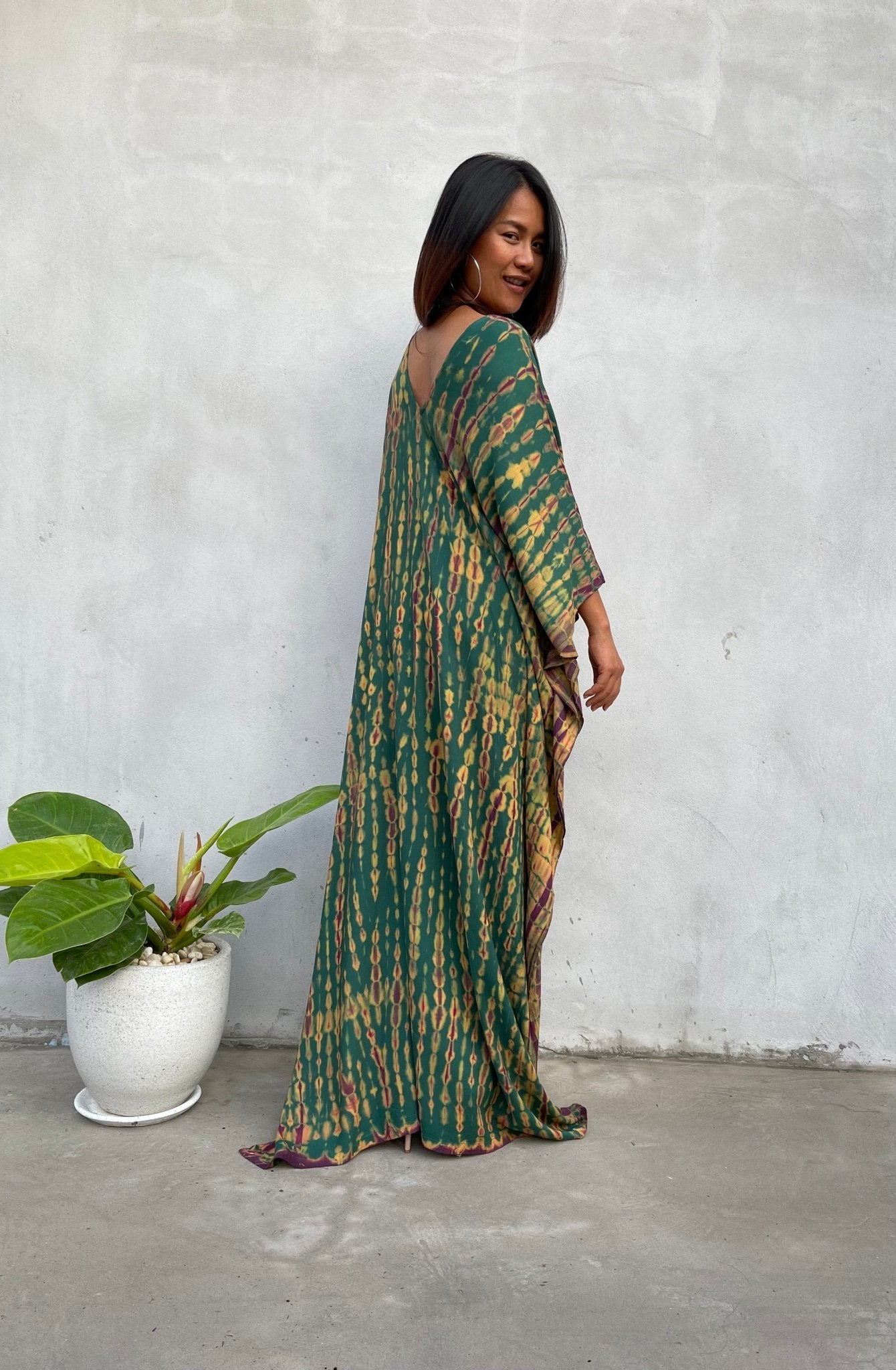 MALA handworks Mala Kaftan in Green and Yellow Tie Dye