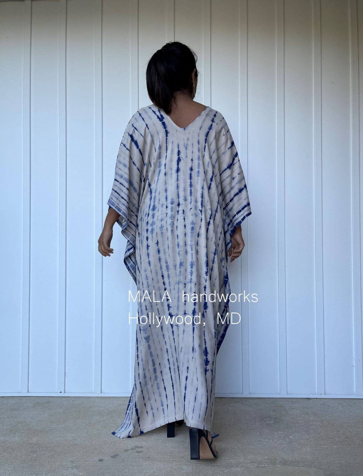 MALA handworks  Mala Kaftan in Khaki and Blue Tie Dye
