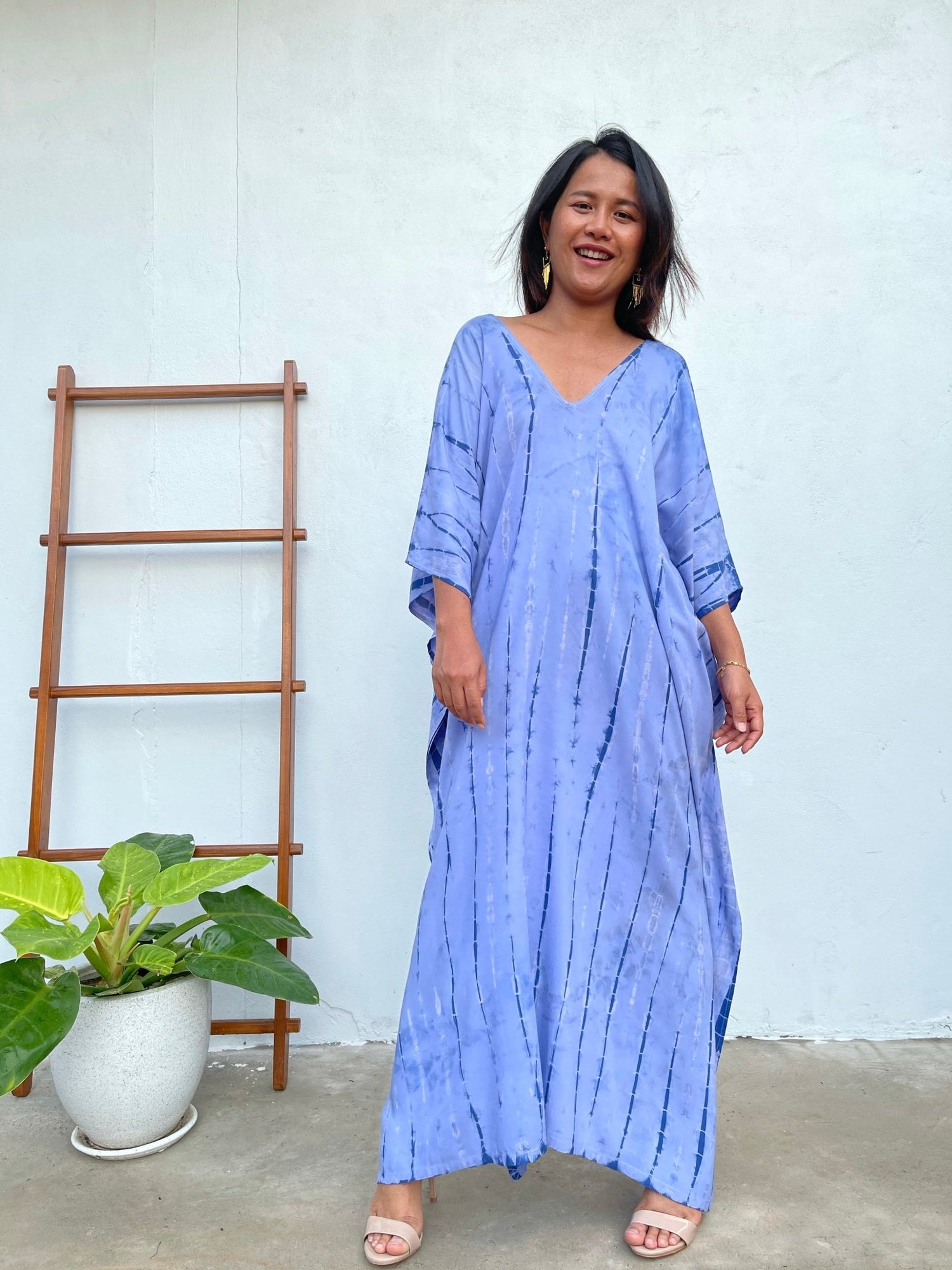 MALA handworks Mala Kaftan in Lavender and Blue Tie Dye