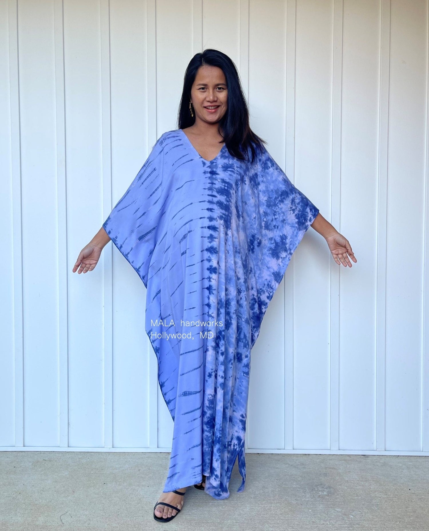 MALA handworks  Mala Kaftan in Lavender and Blue Tie Dye