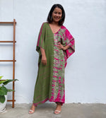 MALA handworks Mala Kaftan in Olive Green and Fuchsia Tie Dye