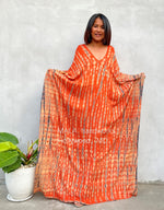 MALA handworks  Mala Kaftan in Orange and Black Tie Dye