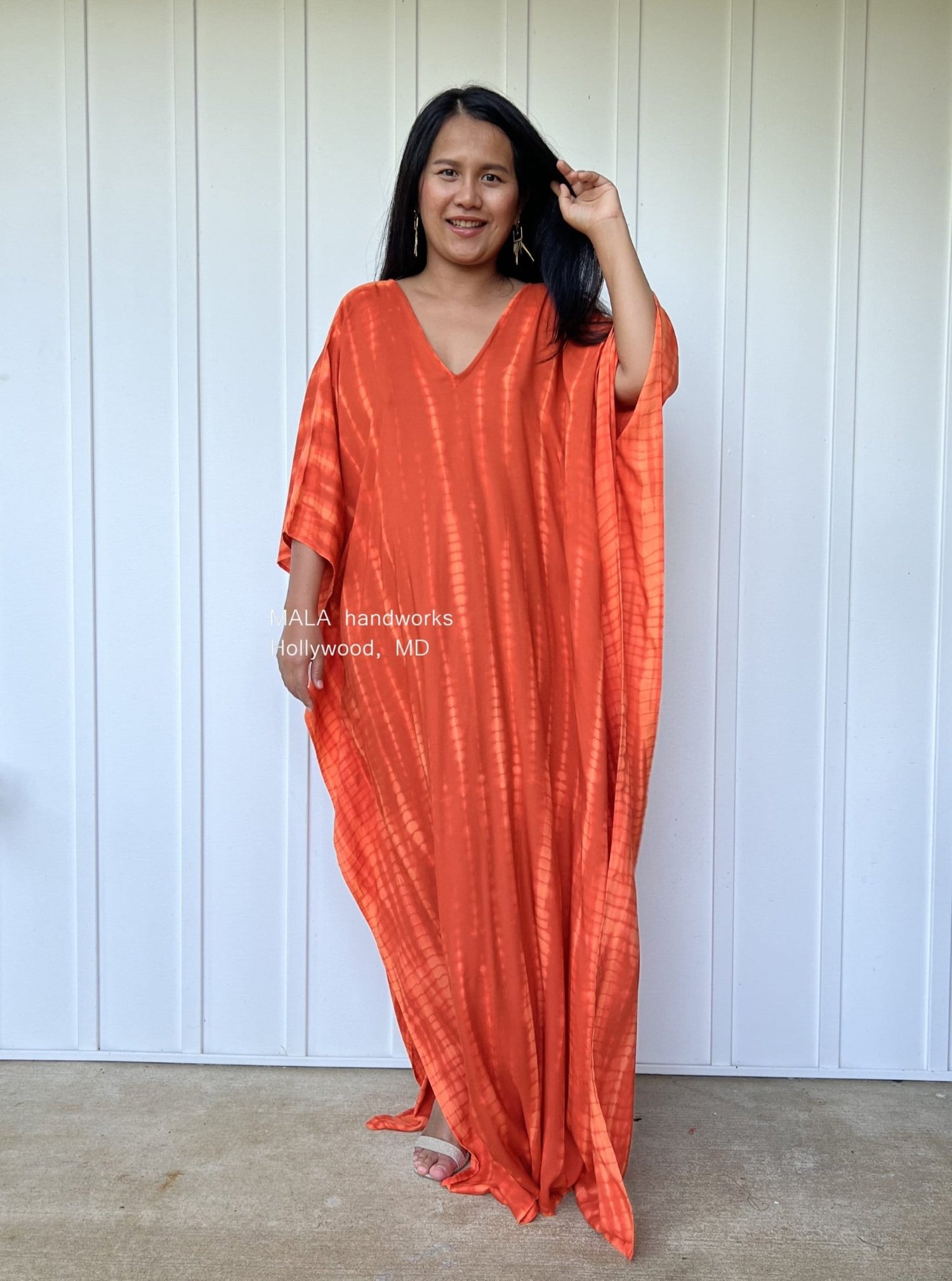 MALA handworks  Mala Kaftan in Orange Tie Dye