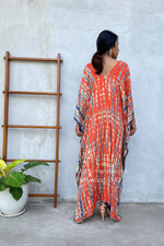 MALA handworks  Mala Kaftan in Orange and Blue Tie Dye