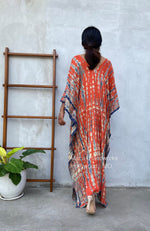 MALA handworks  Mala Kaftan in Orange and Blue Tie Dye