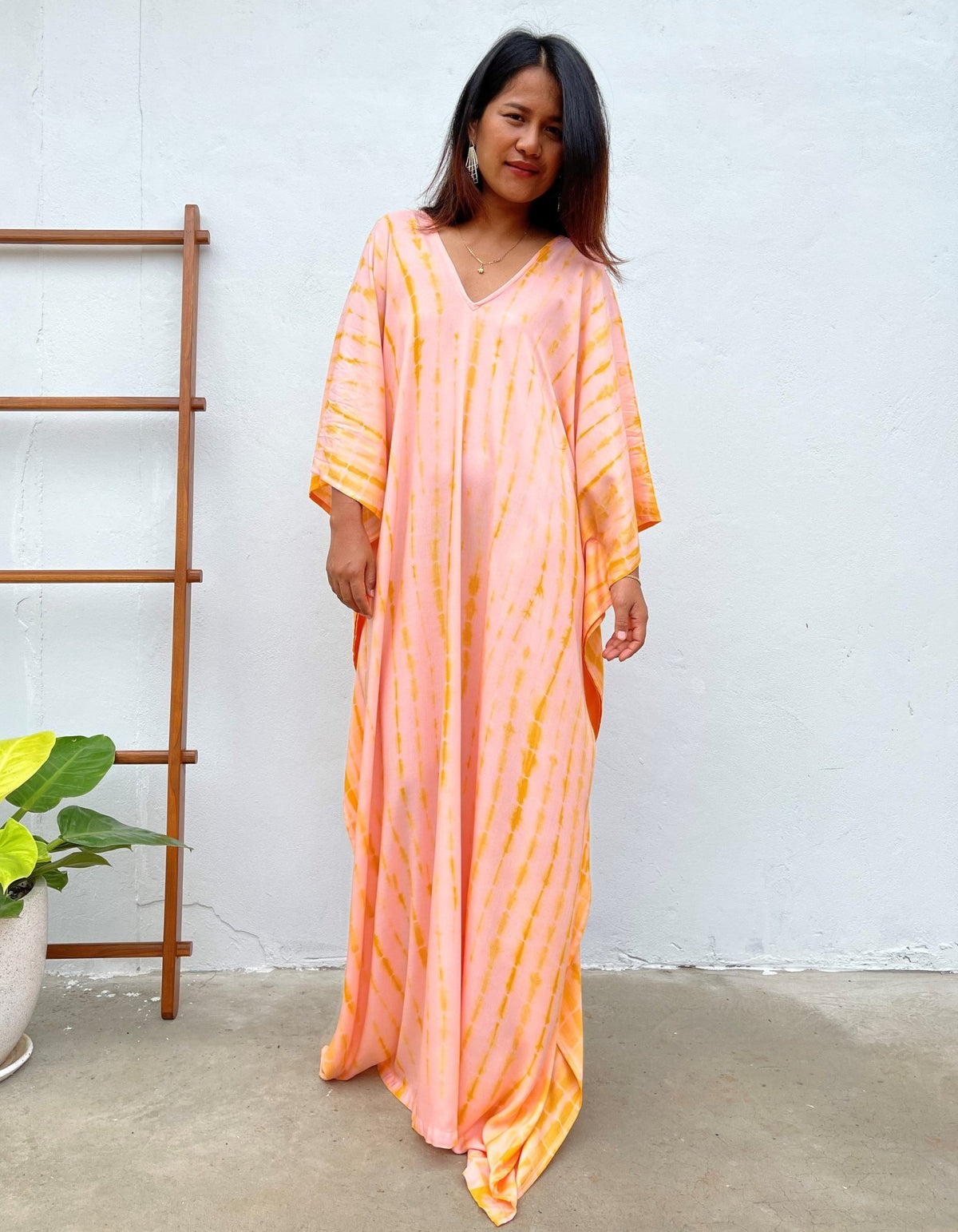 MALA handworks Mala Kaftan in Peach and Orange Tie Dye