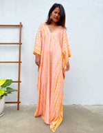 MALA handworks Mala Kaftan in Peach and Orange Tie Dye