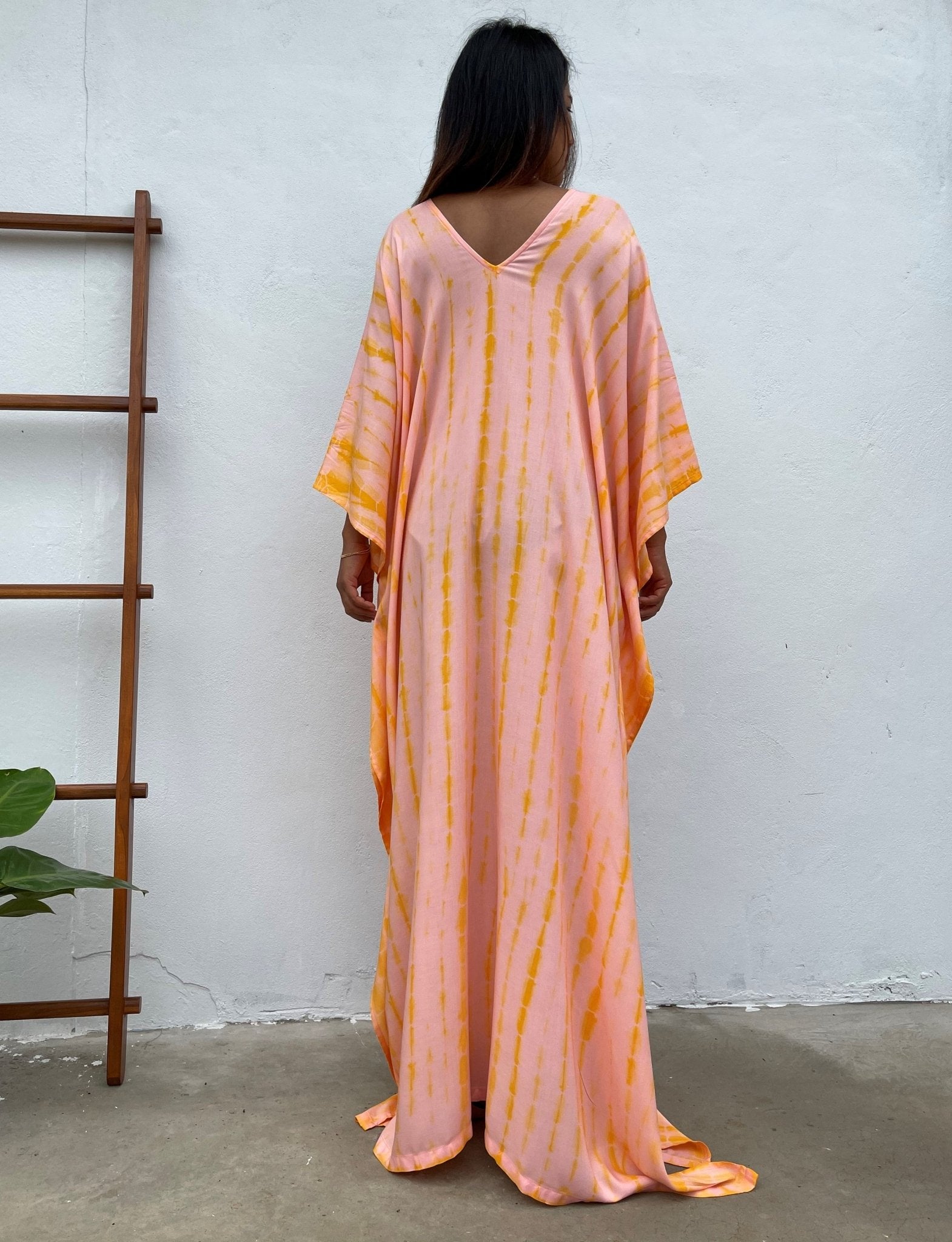 MALA handworks Mala Kaftan in Peach and Orange Tie Dye