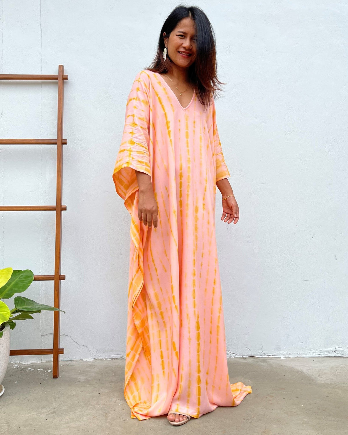 MALA handworks Mala Kaftan in Peach and Orange Tie Dye