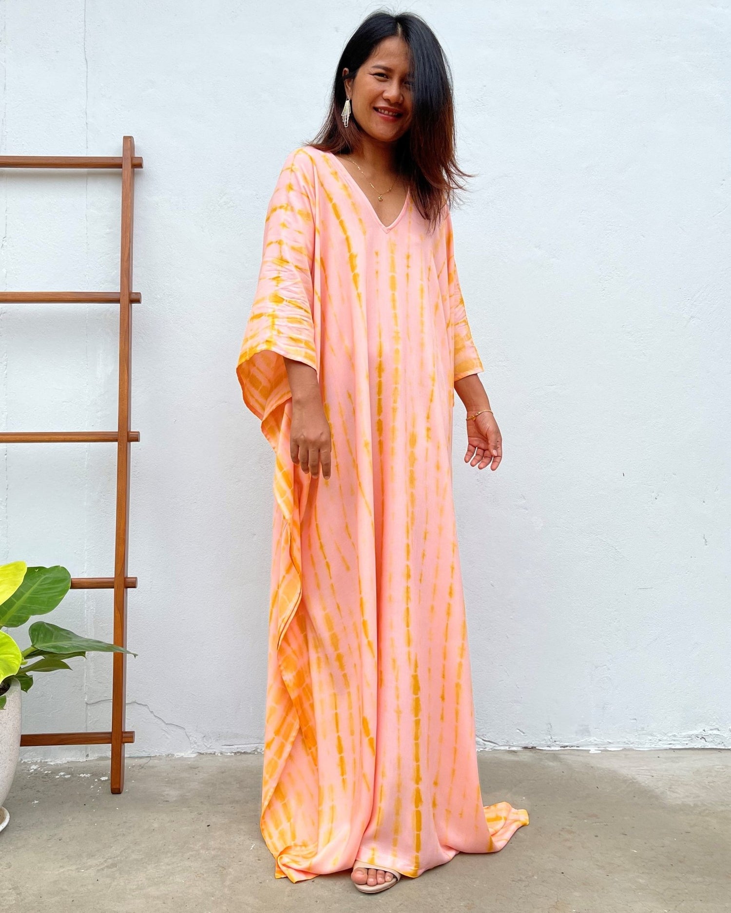 MALA handworks Mala Kaftan in Peach and Orange Tie Dye