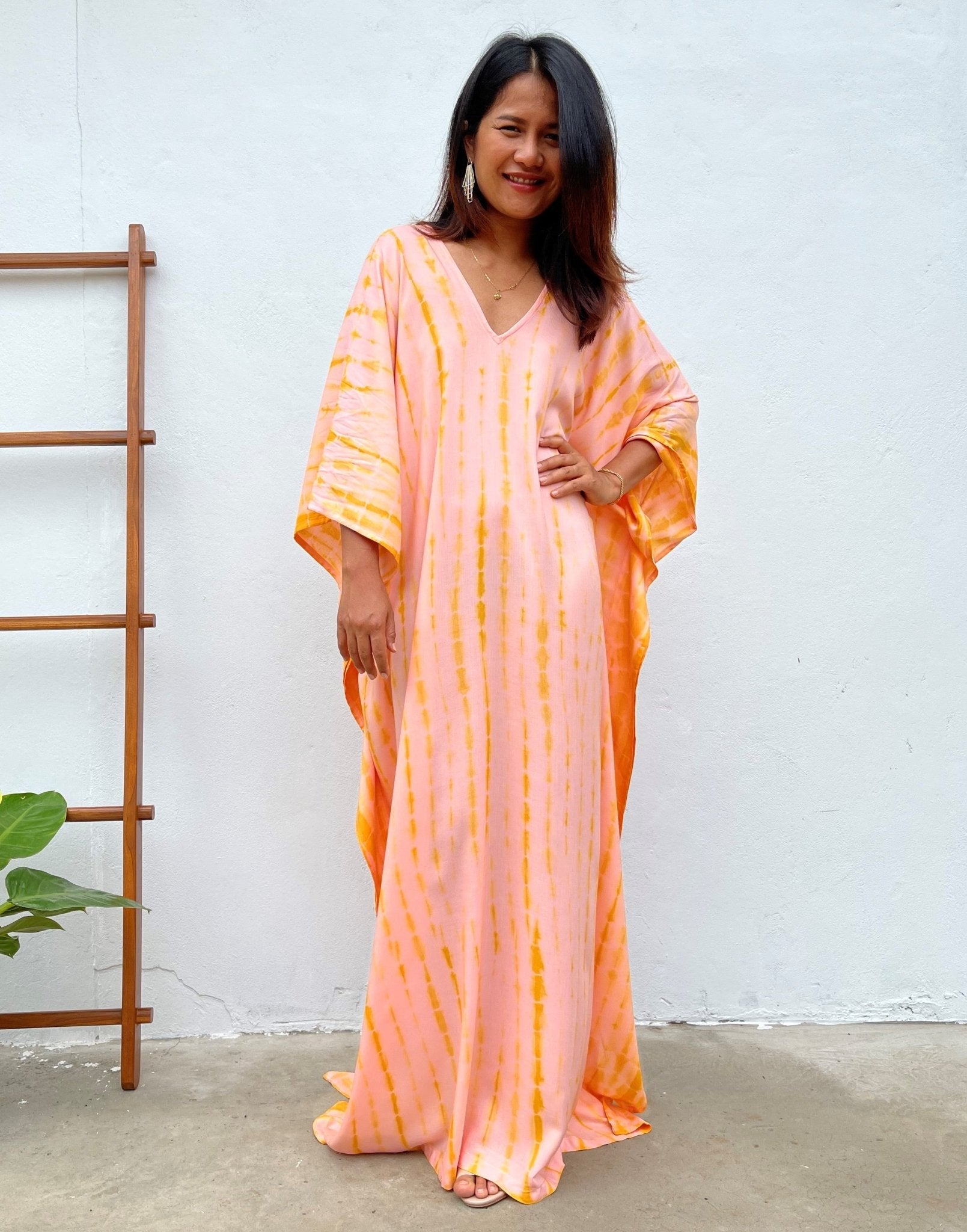 MALA handworks Mala Kaftan in Peach and Orange Tie Dye
