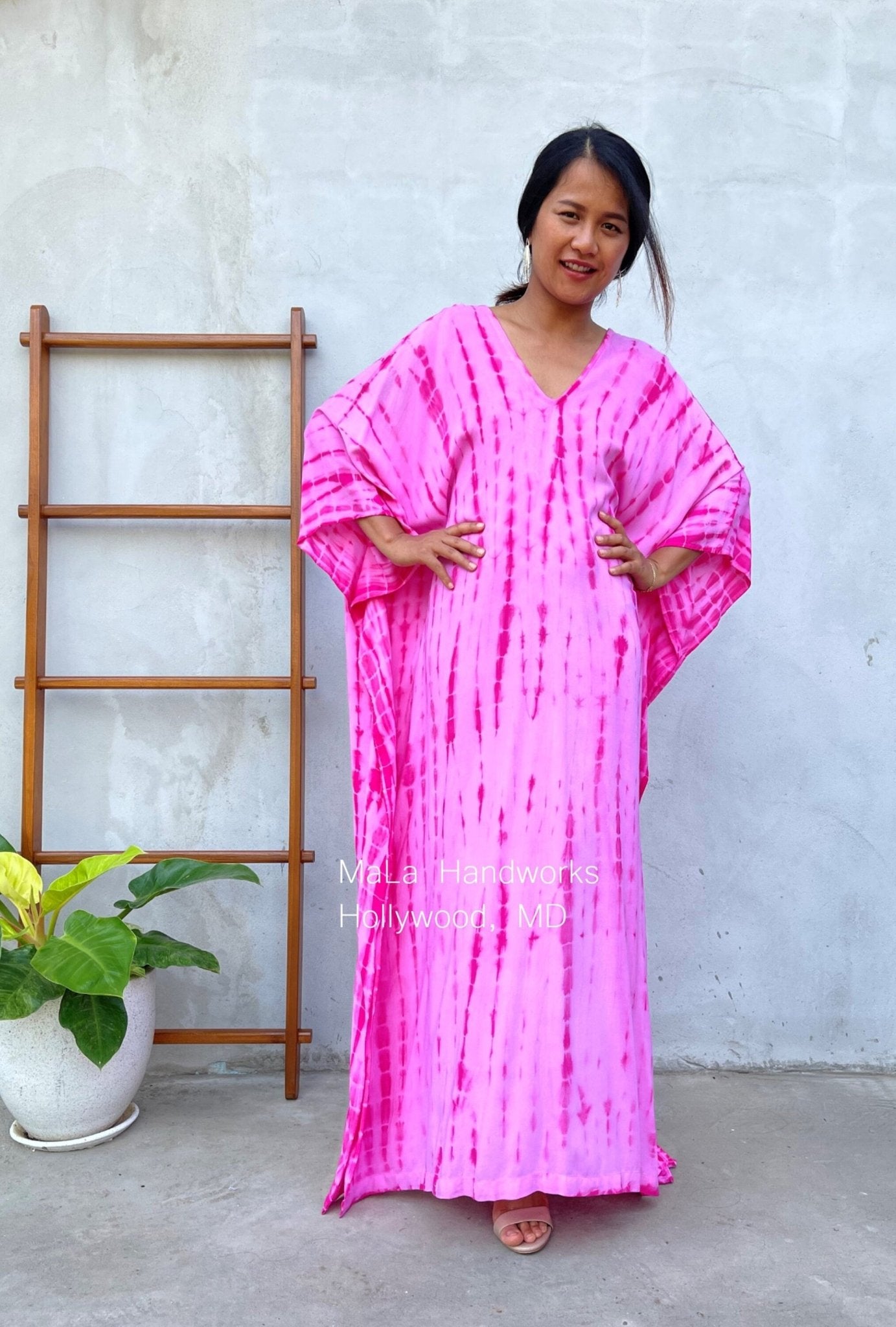 MALA handworks  Mala Kaftan in Pink Tie Dye