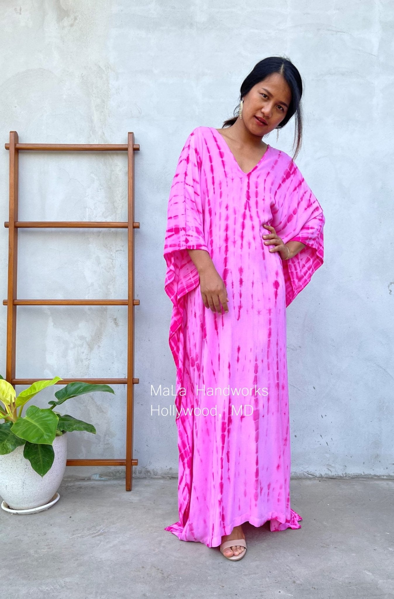 MALA handworks  Mala Kaftan in Pink Tie Dye