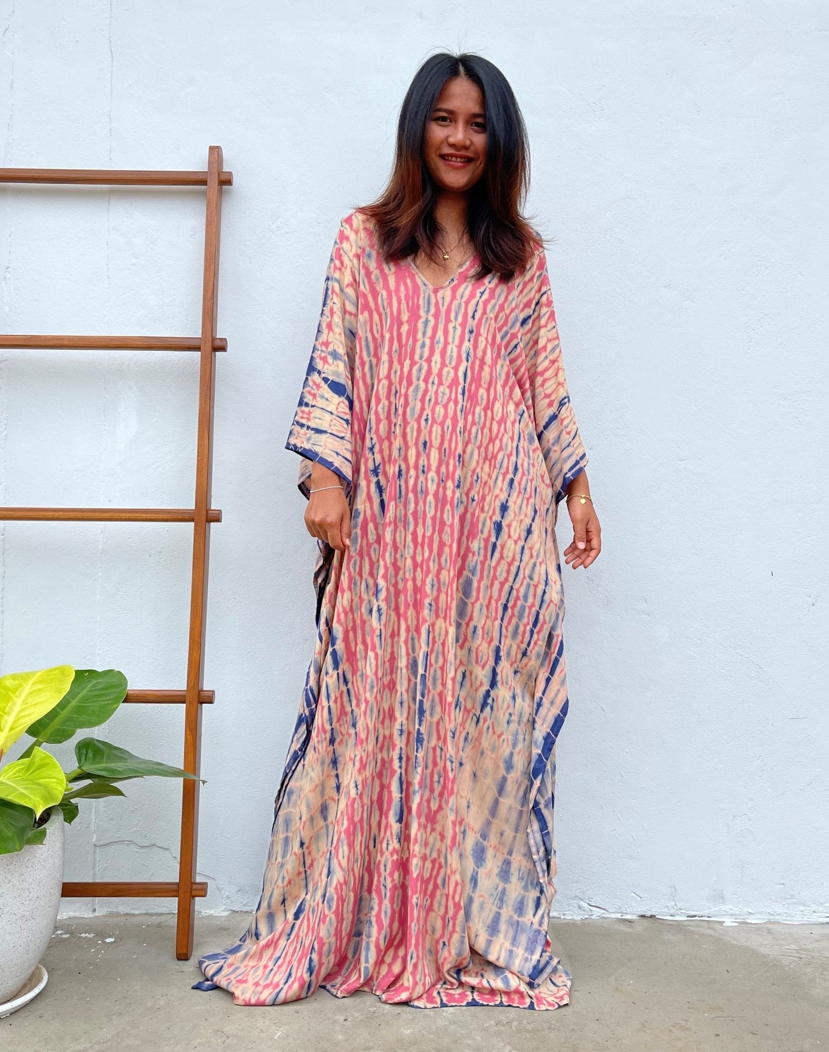 MALA handworks Mala Kaftan in Pink and Blue Tie Dye