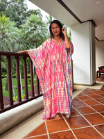 MALA handworks Mala Kaftan in Pink with Blue Tie Dye