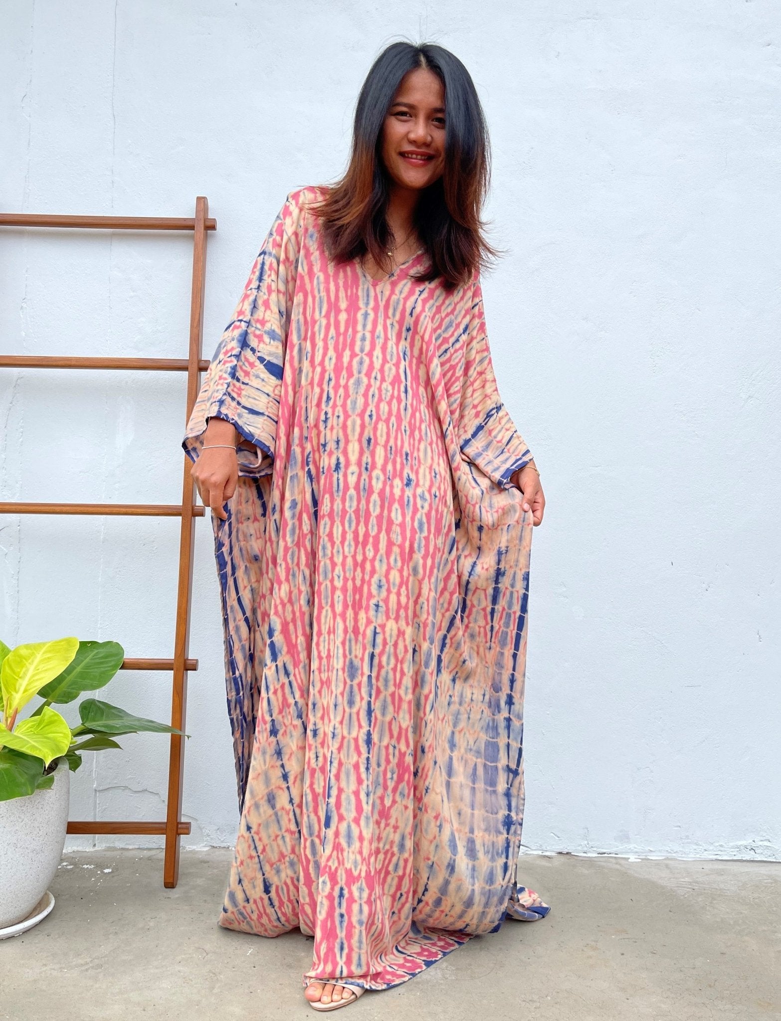MALA handworks Mala Kaftan in Pink and Blue Tie Dye