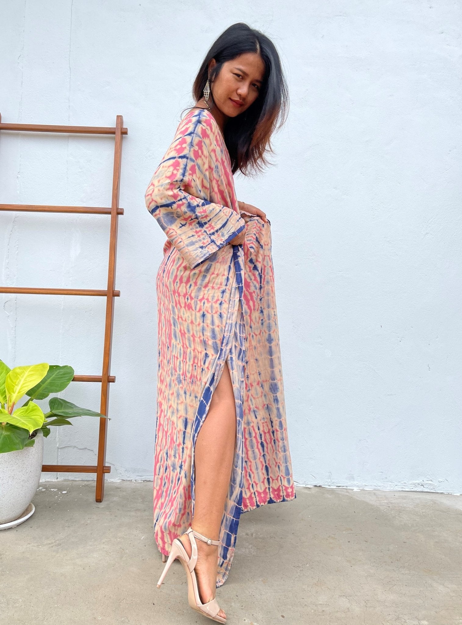 MALA handworks Mala Kaftan in Pink and Blue Tie Dye