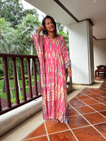 MALA handworks Mala Kaftan in Pink with Blue Tie Dye