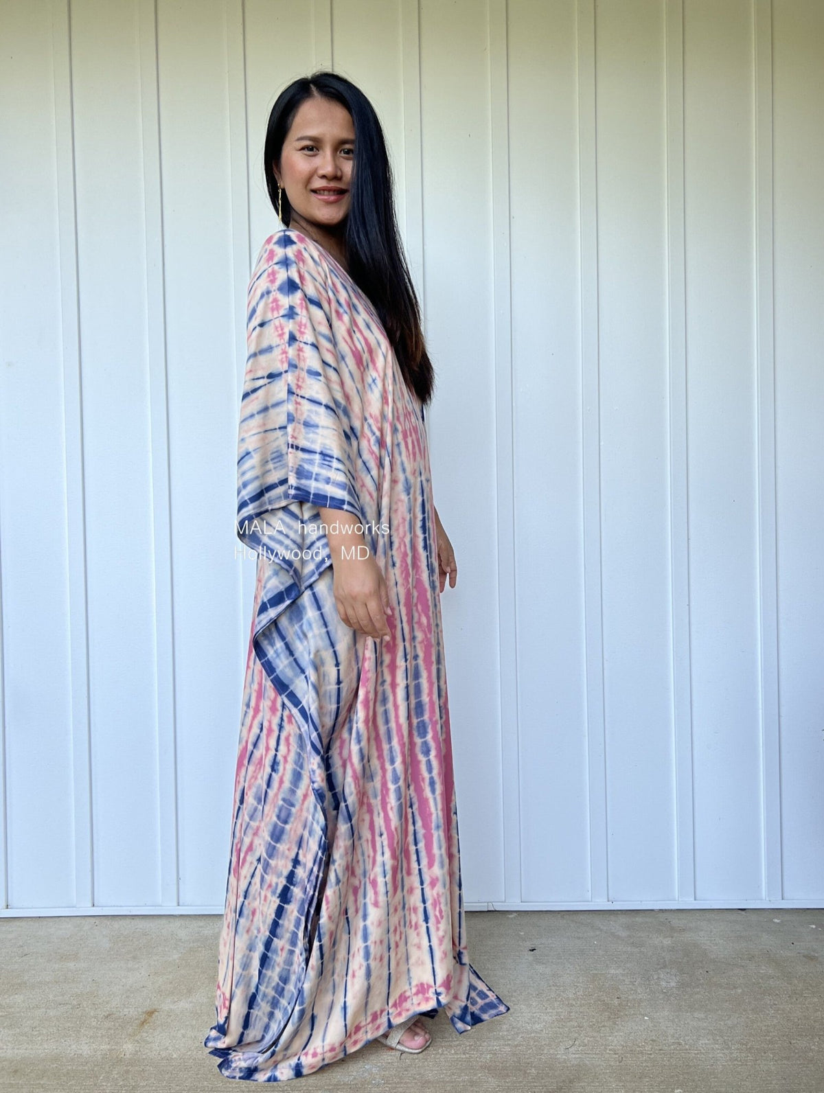 MALA handworks  Mala Kaftan in Pink and Blue Tie Dye
