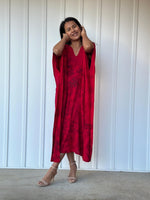 Mala Handworks  Mala Kaftan in Red and Merlot Tie Dye - Nebula Pattern