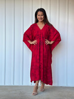 Mala Handworks  Mala Kaftan in Red and Merlot Tie Dye - Nebula Pattern