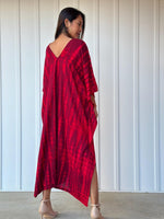 Mala Handworks  Mala Kaftan in Red and Merlot Tie Dye