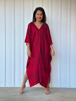 Mala Handworks  Mala Kaftan in Red and Merlot Tie Dye