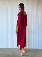 Mala Handworks  Mala Kaftan in Red and Merlot Tie Dye
