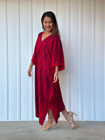 Mala Handworks  Mala Kaftan in Red and Merlot Tie Dye