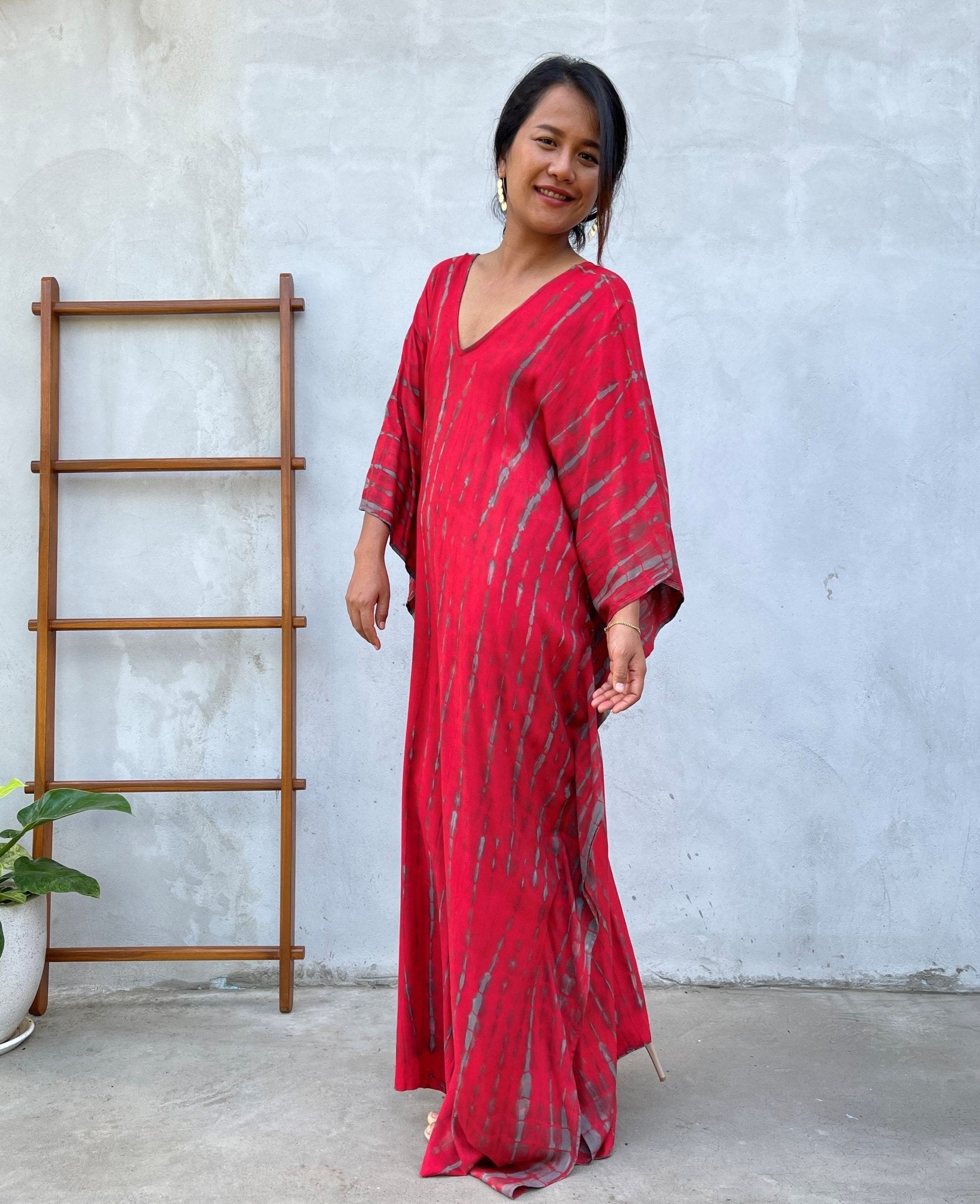 MALA handworks 55 in. Mala Kaftan in Red