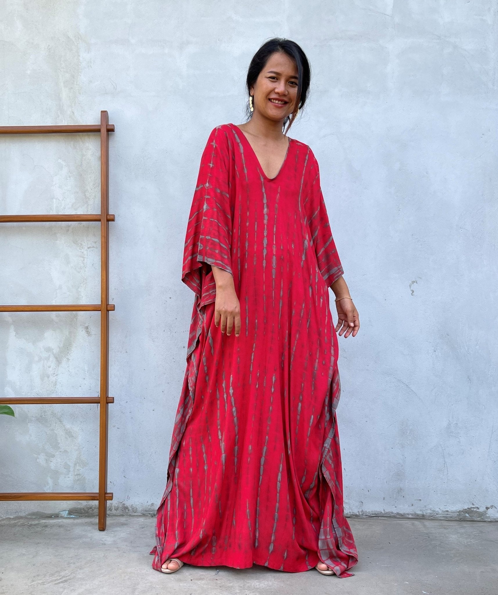 MALA handworks 55 in. Mala Kaftan in Red