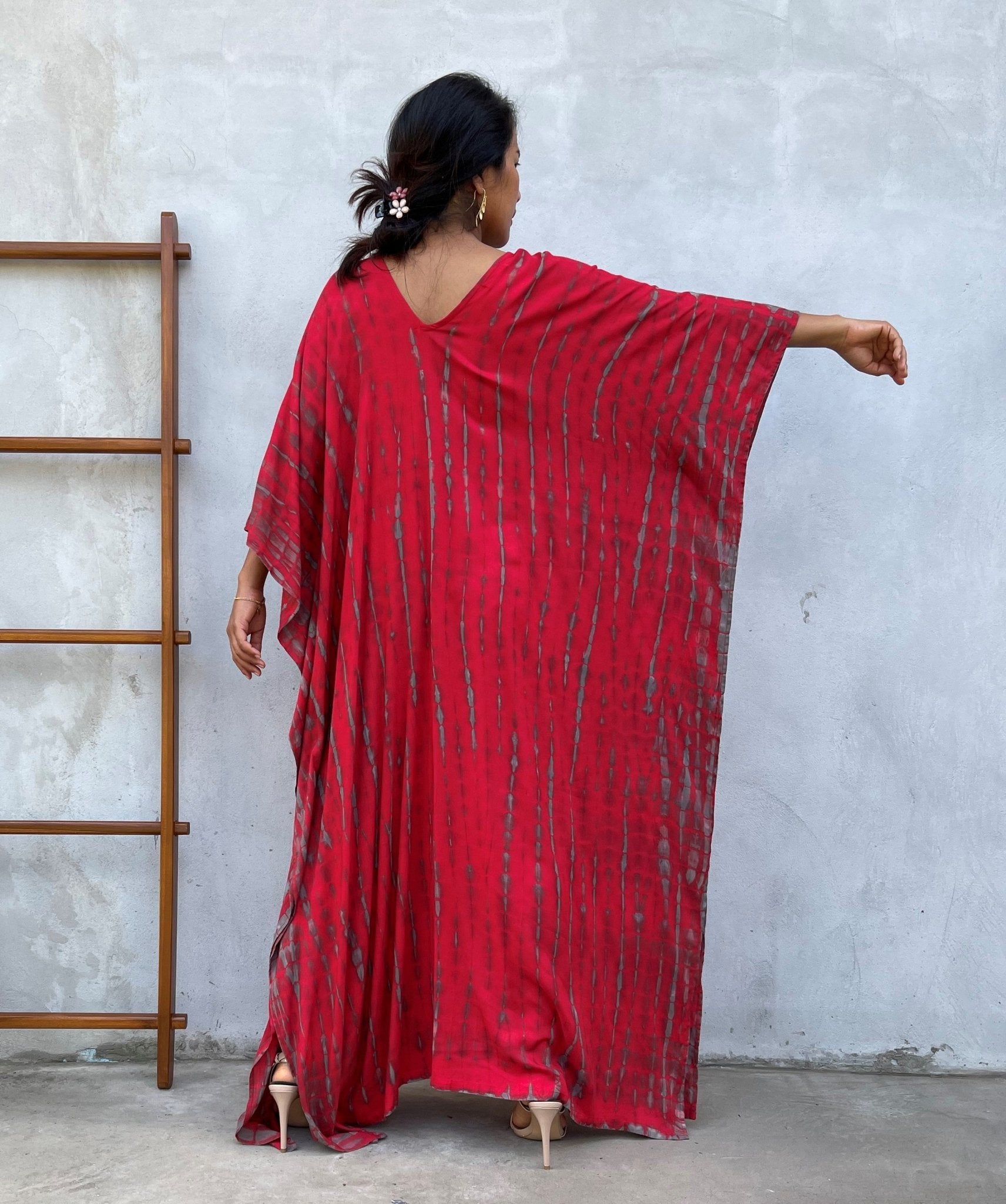 MALA handworks 55 in. Mala Kaftan in Red