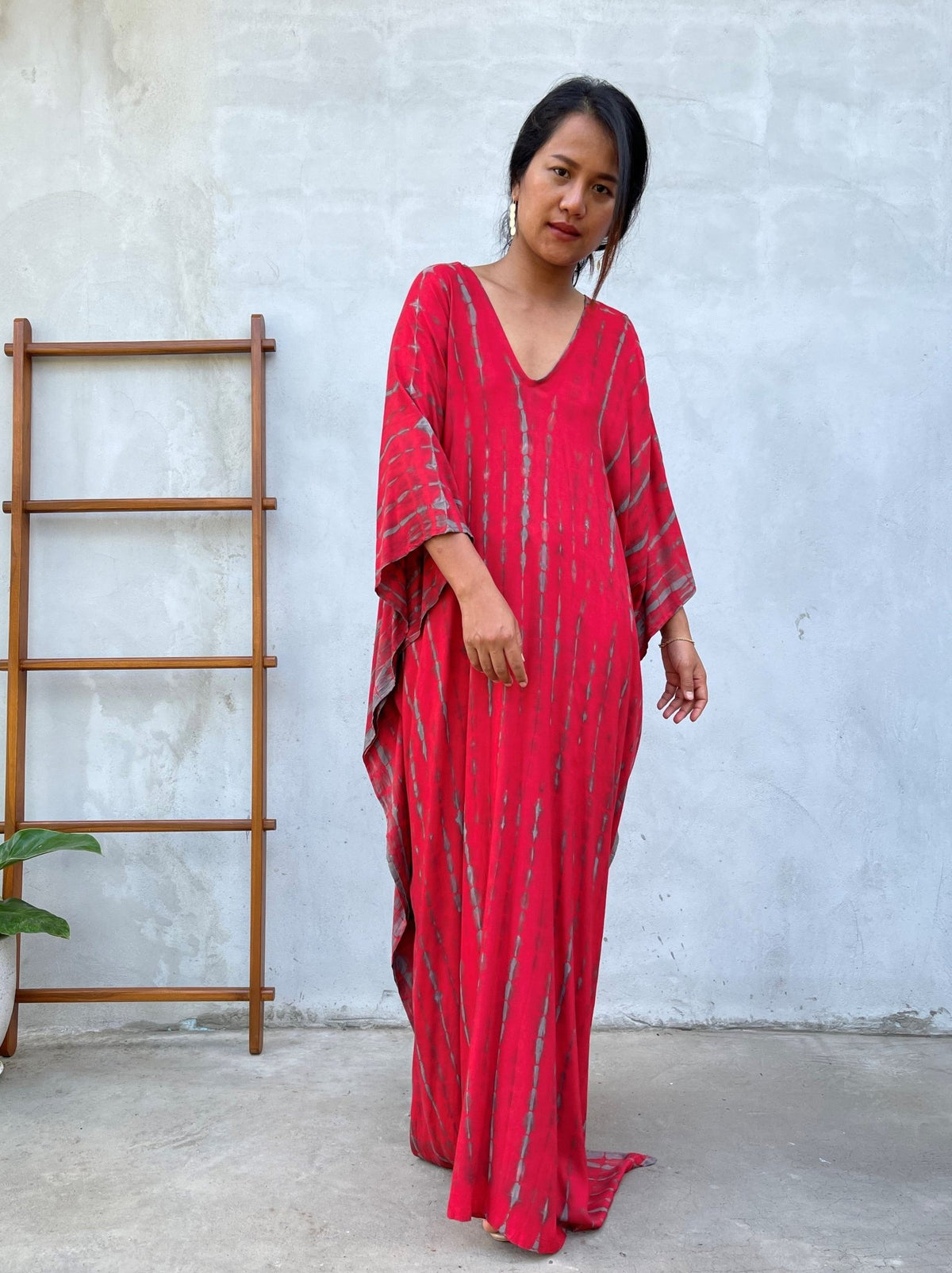 MALA handworks 55 in. Mala Kaftan in Red