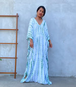 MALA handworks Mala Kaftan in White and Green Tie Dye