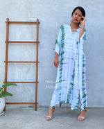 MALA handworks  Mala Kaftan in White and Green Tie Dye
