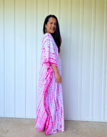 MALA handworks  Mala Kaftan in White and Pink Tie Dye