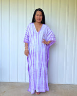 MALA handworks  Mala Kaftan in White and Purple Tie Dye
