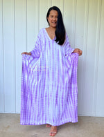 MALA handworks  Mala Kaftan in White and Purple Tie Dye