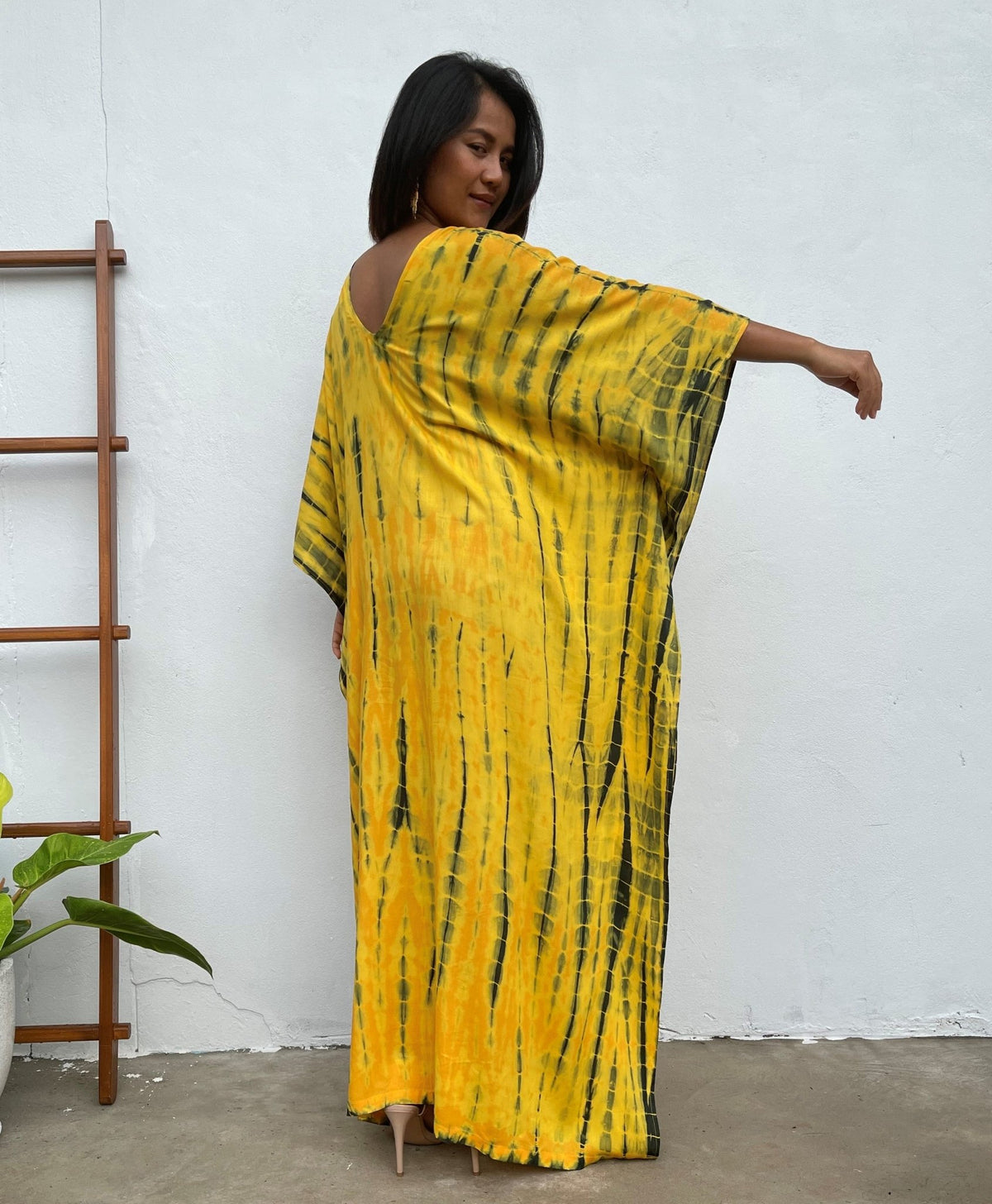 MALA handworks Mala Kaftan in Yellow and Black Tie Dye
