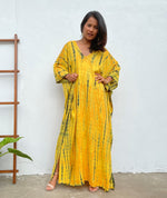 MALA handworks Mala Kaftan in Yellow and Black Tie Dye