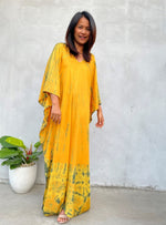 MALA handworks Mala Kaftan in Yellow and Green Tie Dye