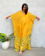 MALA handworks Mala Kaftan in Yellow and Green Tie Dye