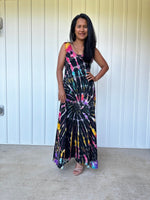 MALA handworks  Maya Dress in Black and Rainbow Tie Dye