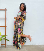 MALA handworks Mia Boat Neck Kaftan in Black and Rainbow Tie Dye